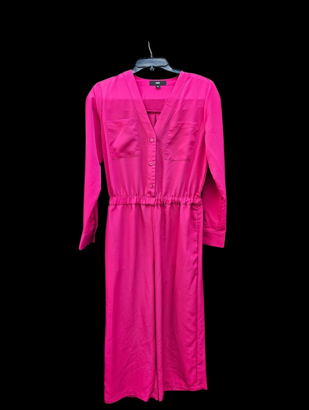 Mossimo Bright Fuchsia V-Neck Button Front Jumpsuit